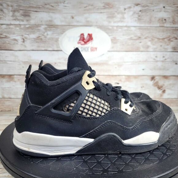 Jordan 4 Retro Kids Size 2Y Black Metallic Gold Sneakers Shoes - Picture 1 of 9
